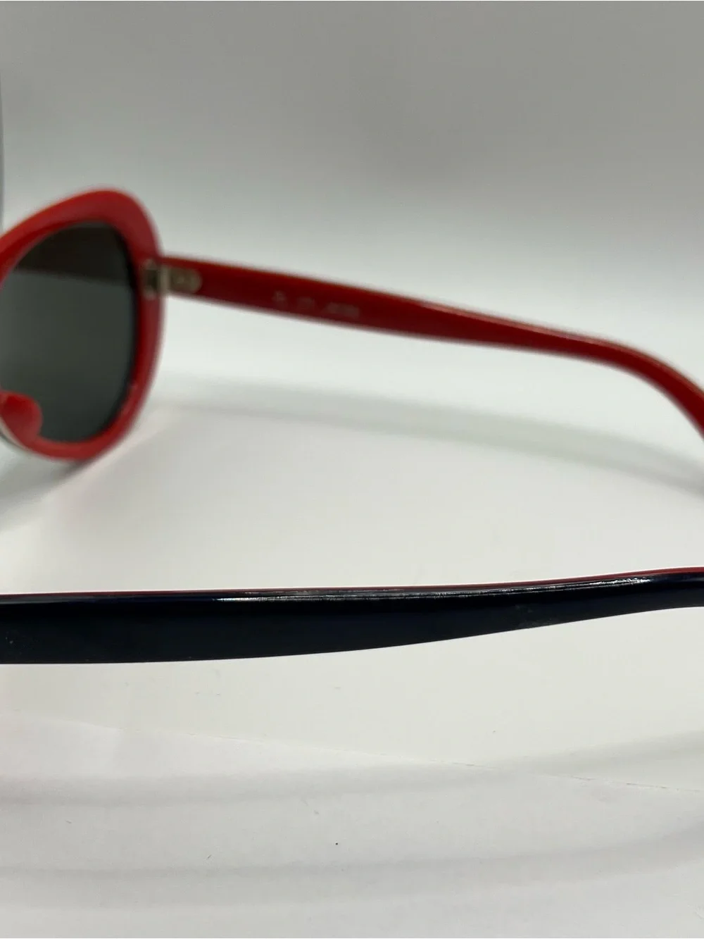 Navy Blue and Red Ski Sunglasses with Dark Lenses